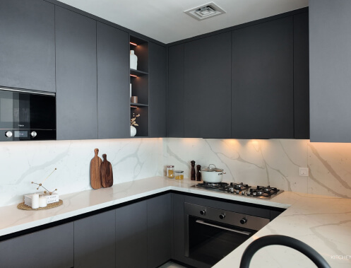 Monochromatic Urban Kitchen Sanctuary Details